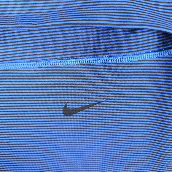 Womens Nike Dri-Fit Blue Striped Legend 2.0 Foldover Waistband Capri Leggings L - Picture 2 of 11